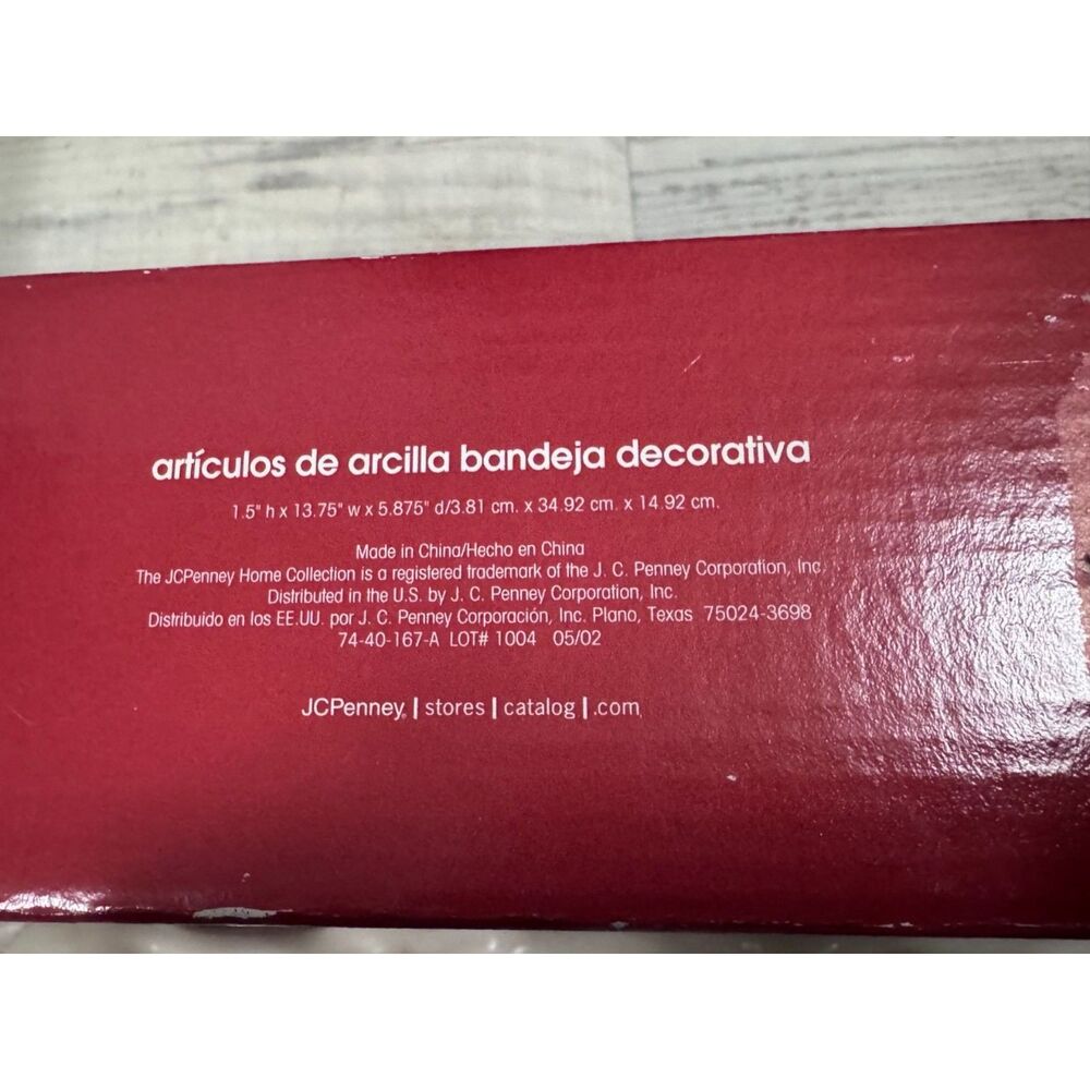 VTG‎ JCPenney Home Collection Holiday Ribbon Decorative Ceramic Tray NIB - Picture 5 of 6